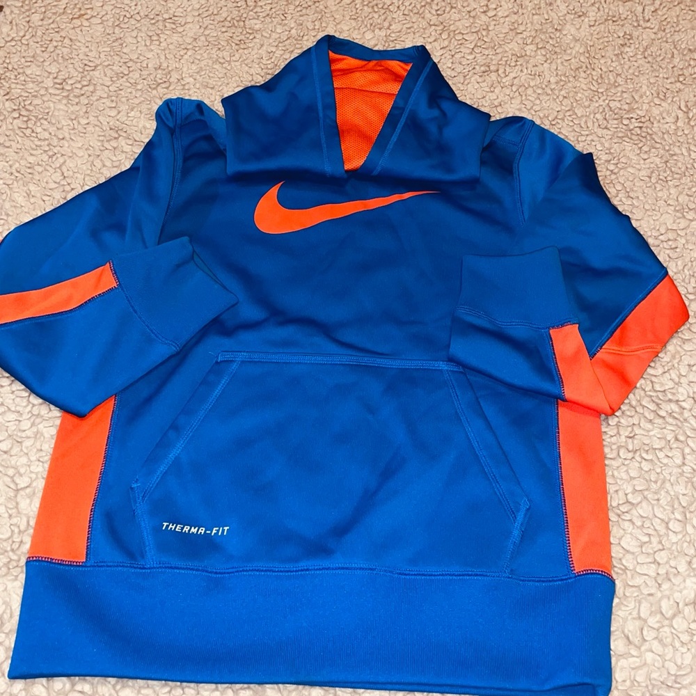 Boys Nike Therma-Fit Hoodie - Blue & Orange